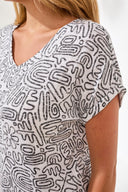 Tribal Ladies White Cap Sleeve Wear 2 Ways Boatneck or Vneck SS Top
