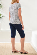 Tribal Ladies White Cap Sleeve Wear 2 Ways Boatneck or Vneck SS Top