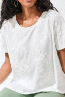 Tribal Ladies White S/S Crewneck Top