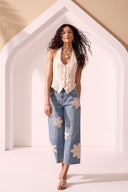 Tribal Ladies XIX Palms Keys Waters Audrey Wide Crop Jeans w/Crochet Applique