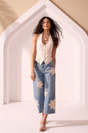 Tribal Ladies XIX Palms Keys Waters Audrey Wide Crop Jeans w/Crochet Applique