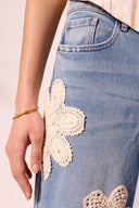 Tribal Ladies XIX Palms Keys Waters Audrey Wide Crop Jeans w/Crochet Applique