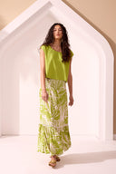 Tribal Ladies XIX Palms Martini Boatneck Cap Sleeve Soft Linen Top