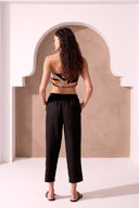Tribal XIX Palms Ladies Relaxed Tapered Black Linen Pant