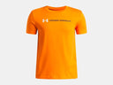 Under Armour Boys Logo Wordmark Outrageous Orange/White Tshirt