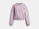 Under Armour Girls Rival Fleece Oversized Mauve Pink/White Crewneck Sweater