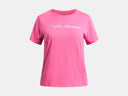 Under Armour Girls Rival Shimmer Pink Frenzy/White Tshirt