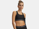 Under Armour Ladies Crossback Mid Ultimate Black/White Sports Bra