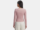 Under Armour Ladies Tourmaline Pink/White Rival Rib LS Shirt