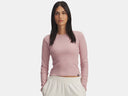 Under Armour Ladies Tourmaline Pink/White Rival Rib LS Shirt