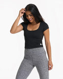 Vuori Ladies Black Heather Halo Performance Crop