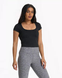 Vuori Ladies Black Heather Halo Performance Crop