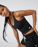 Vuori Ladies Black Heather Halo Performance Crop Tank