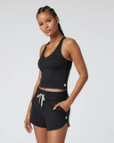 Vuori Ladies Black Heather Halo Performance Crop Tank