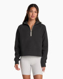 Vuori Ladies Washed Black Restore Half Zip Hoodie