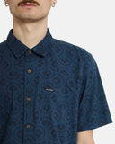 Volcom Men's Scaler Stone Woven Midnight Blue SS Shirt