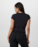 Vuori Ladies Black Tonal SS Halo Baby Tee