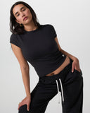 Vuori Ladies Black Tonal SS Halo Baby Tee
