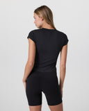 Vuori Ladies Black Tonal SS Halo Baby Tee