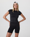 Vuori Ladies Black Tonal SS Halo Baby Tee