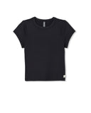 Vuori Ladies Black Tonal SS Halo Baby Tee
