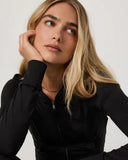 Vuori Ladies Halo Mini Full Zip Black Heather Hoodie