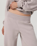 Vuori Ladies Soft Pewter Sedona Midrise Wideleg French Terry Pant