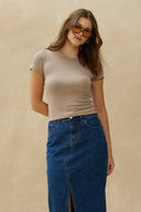 Kuwalla Tee Ladies Melange Almond Plush Rib Tshirt