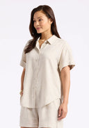 Buffalo Ladies Natural Solana Linen SS Button Up Shirt