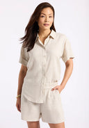 Buffalo Ladies Natural Solana Linen SS Button Up Shirt