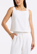 Buffalo Ladies White Benedita Sleeveless Linen Top