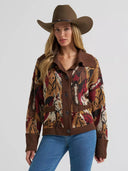 Wrangler Ladies Brown Western Pattern Cardigan Sweater