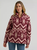 Wrangler Ladies Canyon Burgundy High Plains Sherpa Zip Pullover
