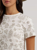 Wrangler Ladies Cream All Over Print Slim Tee