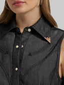 Wrangler Ladies Lainey Wilson x Wrangler Black Denim Sleeveless Shirt