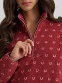 Wrangler Ladies Rose Horseshoe High Plains Sherpa Zip Pullover