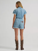Wrangler Ladies Snap Utility Light Denim Wash Romper