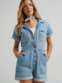 Wrangler Ladies Snap Utility Light Denim Wash Romper