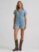 Wrangler Ladies Snap Utility Light Denim Wash Romper