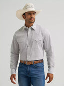 Wrangler Men's 20X® Competition Advanced Comfort Long Sleeve Two Pocket Western Snap Grey Diamond Shirt