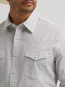 Wrangler Men's 20X® Competition Advanced Comfort Long Sleeve Two Pocket Western Snap Grey Diamond Shirt