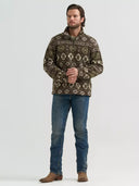 Wrangler Men's Black Olive Hay Away Sherpa Quarter-Zip Pullover