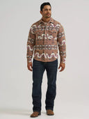 Wrangler Men's Brown Arrowhead Retro Premium Western Snap Jacquard Shirt