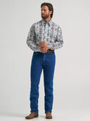 Wrangler Men's Checotah® Long Sleeve Western Snap Grey Steerhead Printed Shirt