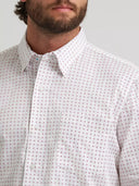 Wrangler Men's Cody Johnson One Pocket Button Down Ruby Dots Long Sleeve Shirt