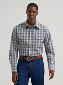 Wrangler Men's Frontier Stone Wrinkle Resist Long Sleeve Western Snap Plaid Shirt