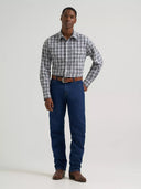 Wrangler Men's Frontier Stone Wrinkle Resist Long Sleeve Western Snap Plaid Shirt