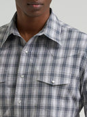 Wrangler Men's Frontier Stone Wrinkle Resist Long Sleeve Western Snap Plaid Shirt