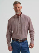 Wrangler Men's George Straight Performance Long Sleeve Rust Diamond Button Down Shirt