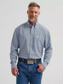 Wrangler Men's George Strait Performance Blue Fan Button Down Shirt